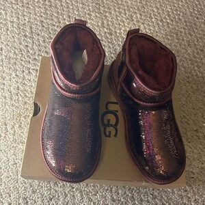 UGG Burgundy/Wine Boots in Shimmering Sequin